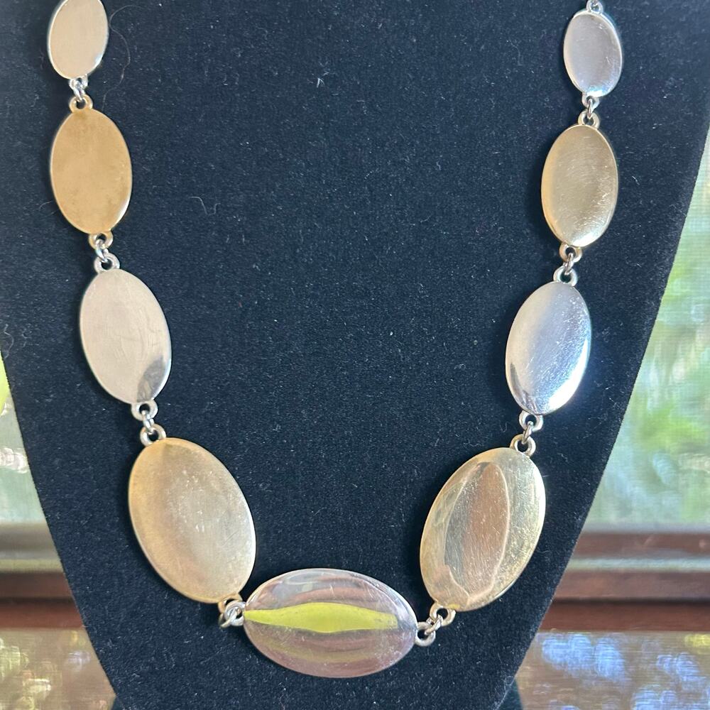 Vintage RLM Studio Sterling Silver & Brass Oval Link Necklace – 20” Signed